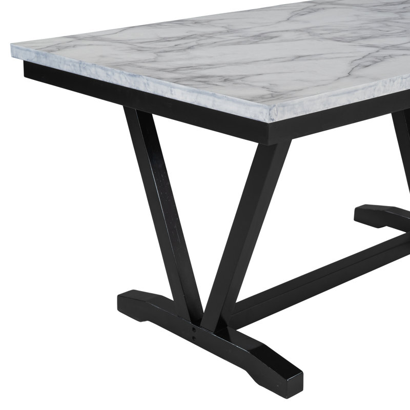 Table de salle à manger 6 pièces de style moderne avec 4 chaises et 1 banc