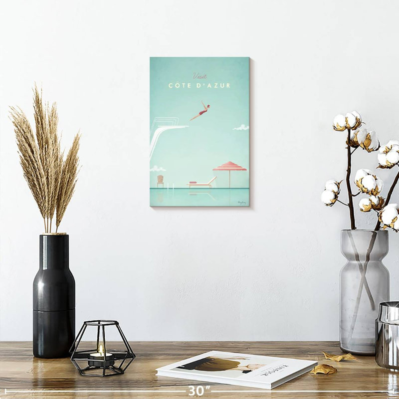 Affiche de voyage rétro Aime Cote D'Azer, H 12 po x l 8 po