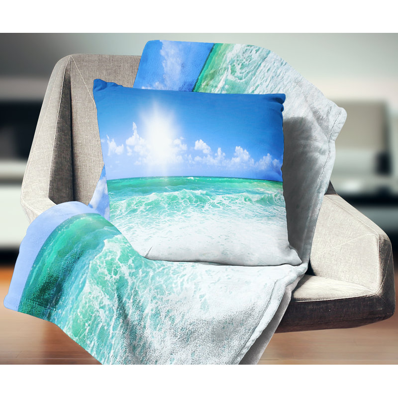 Coussin de plage paysage paysage magnifique, 16 po x 1 po, Carré
