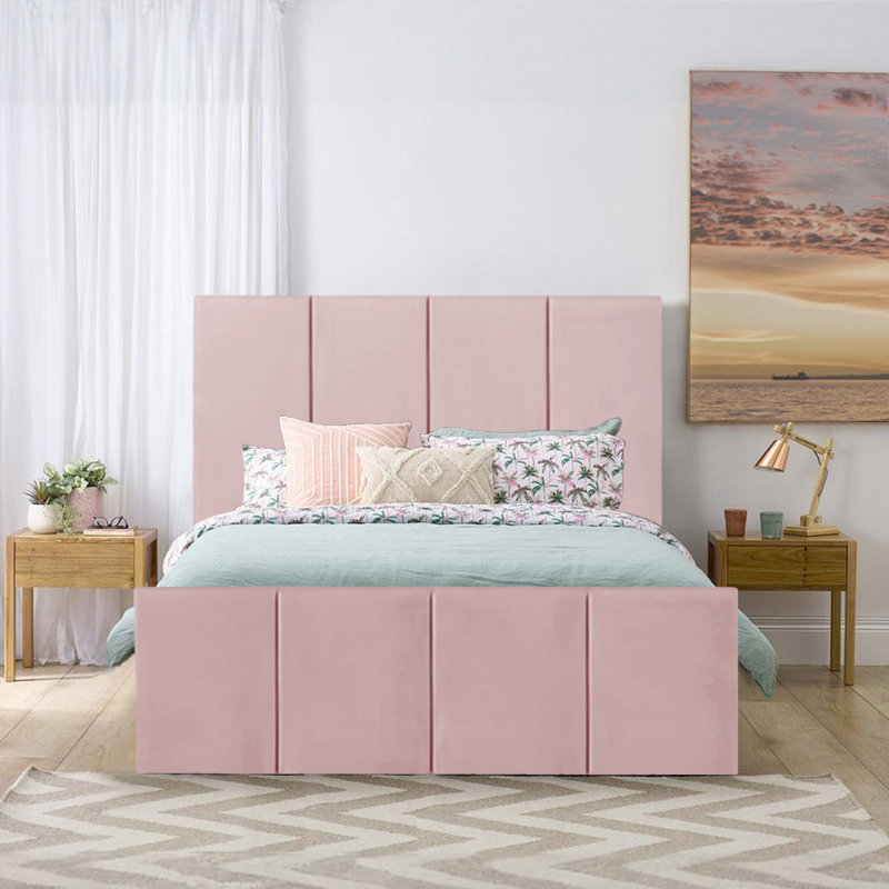 Bigyan Upholstered Ottoman Storage Bed, Double (4'6), Pink