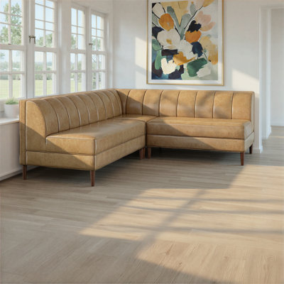 Charbel Modern Banquette Faux Leather Sectional With Five Seats And Corner Wedge