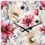 Rose et beige Wildflower Paradise - horloge murale asymétrique florale en métal, impression d'horloge de forme unique rose-106128032