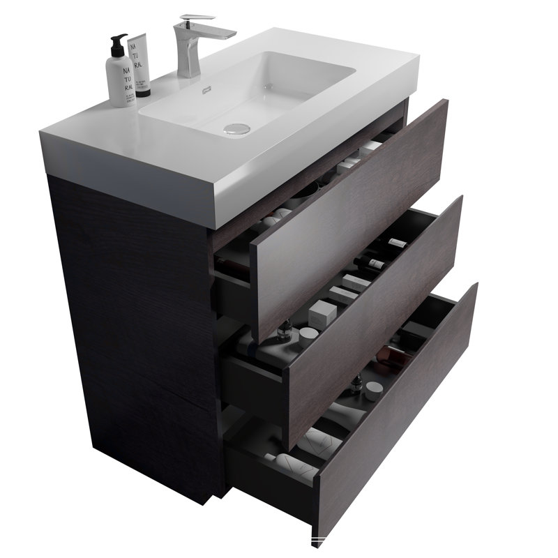 Meuble-lavabo autoportant avec grand lavabo et rangement
