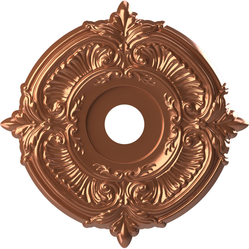 Attica Thermoformed PVC Ceiling Medallion, Bright Coat Copper, 10" H x 10" W x 0.75" D