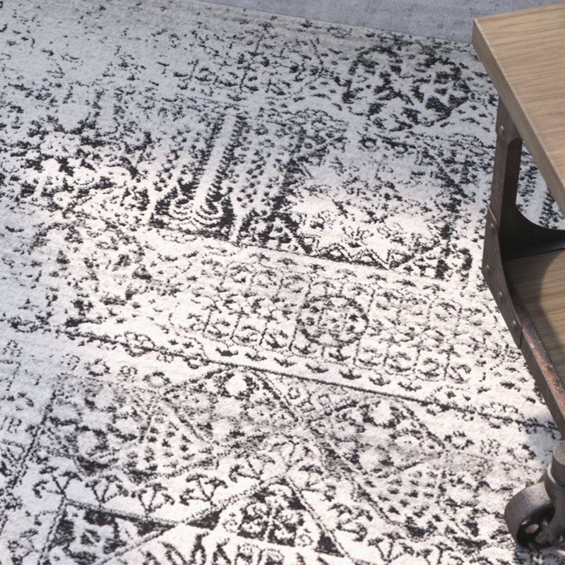 Tapis oriental ivoire et noir Highworth, Rectangle 9 pi x 12 pi