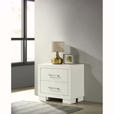 2 Drawers MDF Nightstand In Cream Finish
