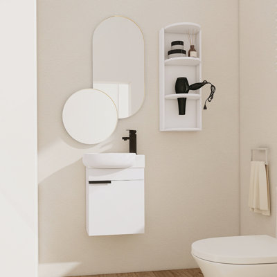 Meuble-lavabo avec lavabo et support de rangement pour petite salle de bain