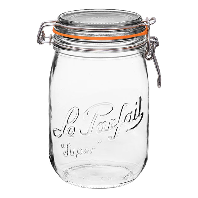 Ensemble de pots de rangement 4 pièces en verre français rond Super Jar, 1000 ml (32 oz liq.)