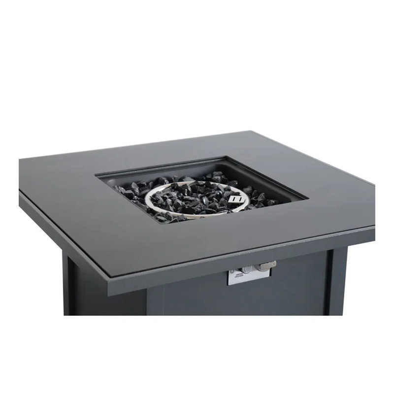 Foyer en métal thermolaqué 30 po avec plateau en verre fumé