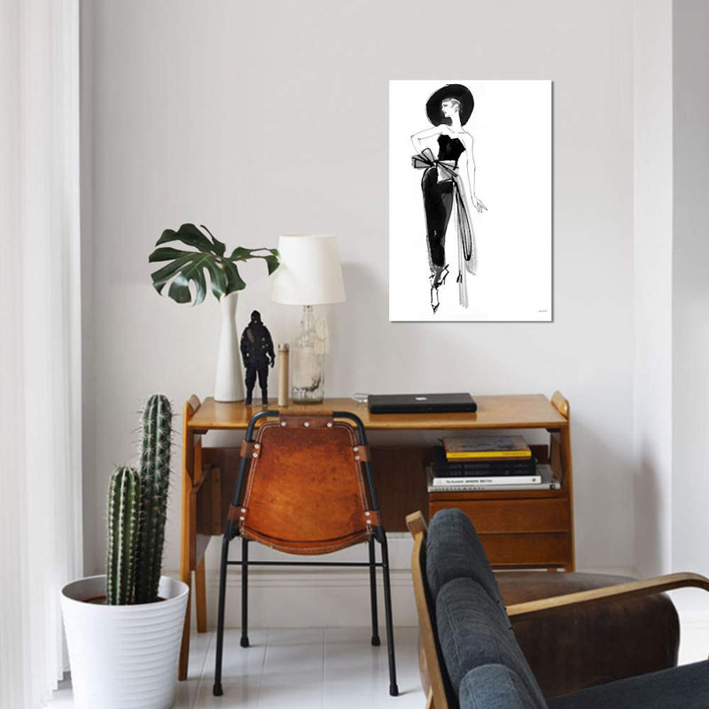 «Fifties Fashion IV», reproduction sur toile, H 12 po x l 8 po x P 0,75 po, Papier d'art encadré noir, Pas de tapis