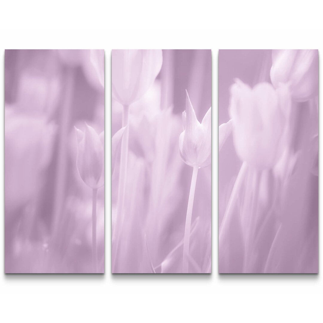 3-tlg. Leinwandbilder-Set Rosa gefärbtes Tulpen Bild