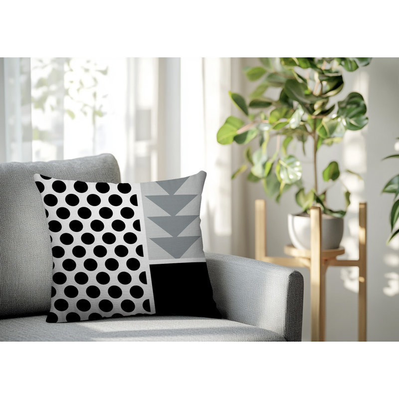 Oreiller carré réversible intérieur / extérieur Snazzy, Gris, Carré 20 po