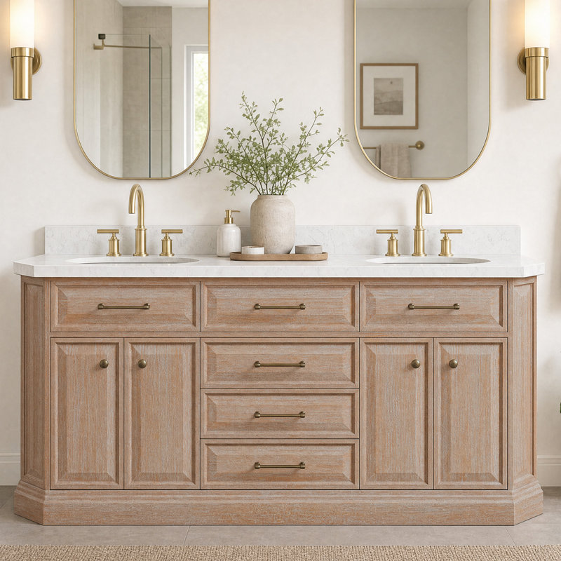 Palace 72 in. Double Vanity, Vintage Gold, Toffee Latte