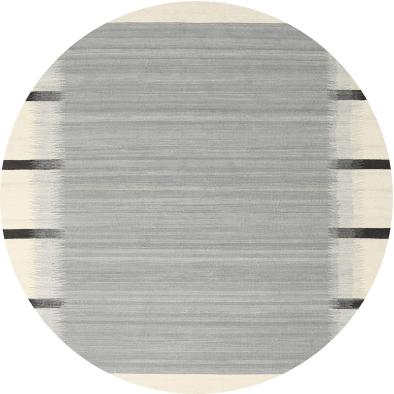 Tapis abstrait beige / noir / gris, Rond 3 pi