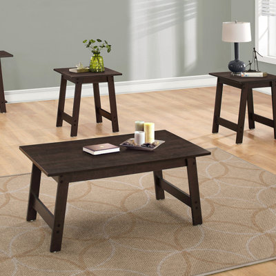Ensemble de table, ensemble de 3 pièces, café, bout, côté, accent, salon, stratifié brun, transitionnel