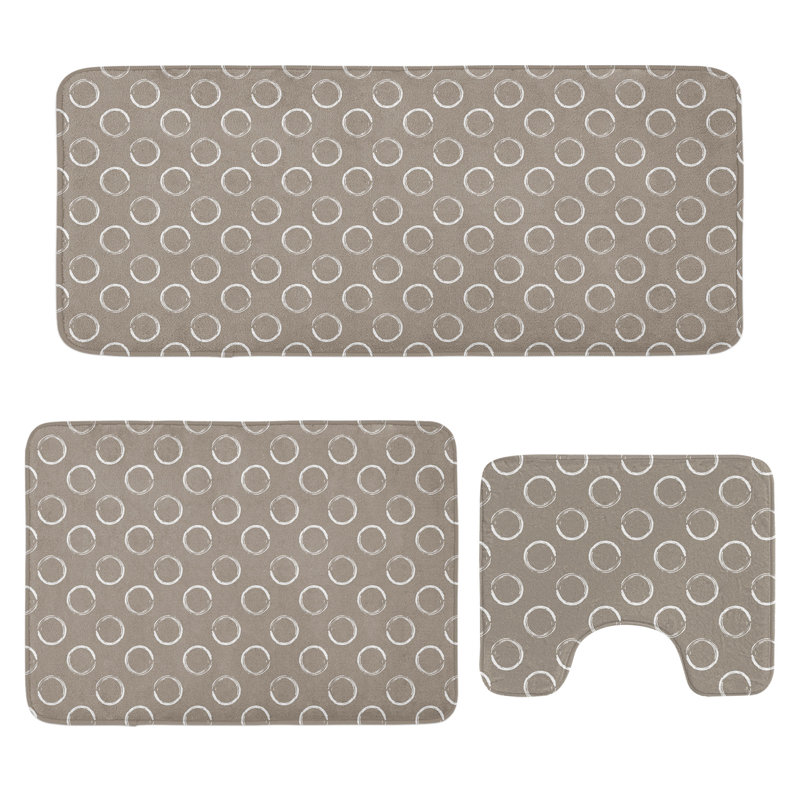  Tapis de salle de bain taupe 3 pièces en U et tapis rectangulaires taupe blanc