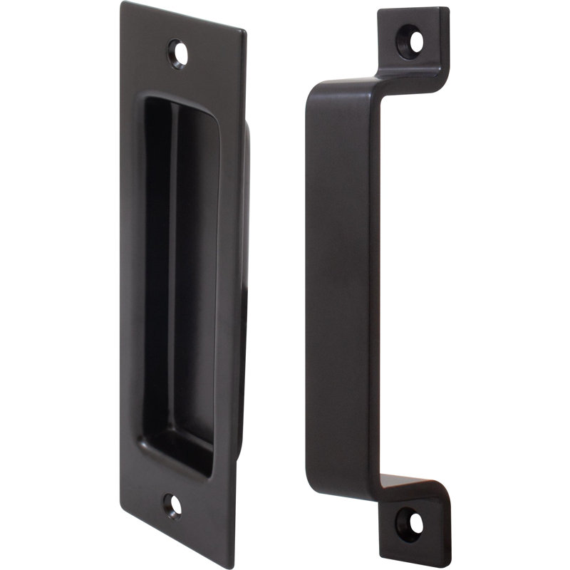 Sliding Door Combo Pull Set, 6-1/2" Flush Pull, 6-1/2" Bar Pull, By Stone Harbour Hardware, Matte Black