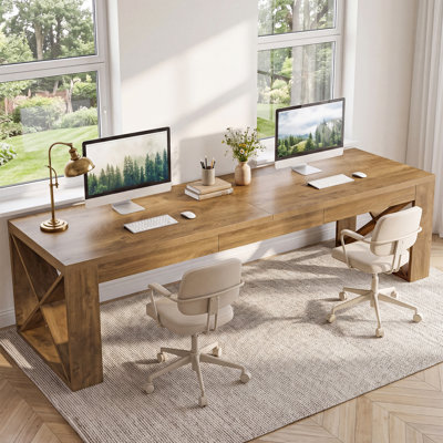 Bureau de 75 pouces pour 2 personnes, bureau à domicile très long, bureau rectangulaire