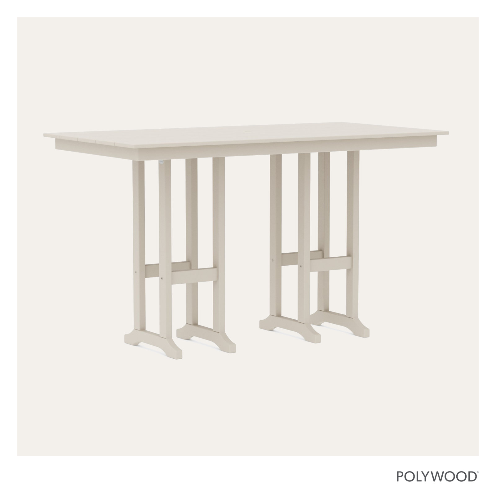 POLYWOOD® Tables Patio Dining Table, Cream, 42.06"H x 37.72"W x 72"L