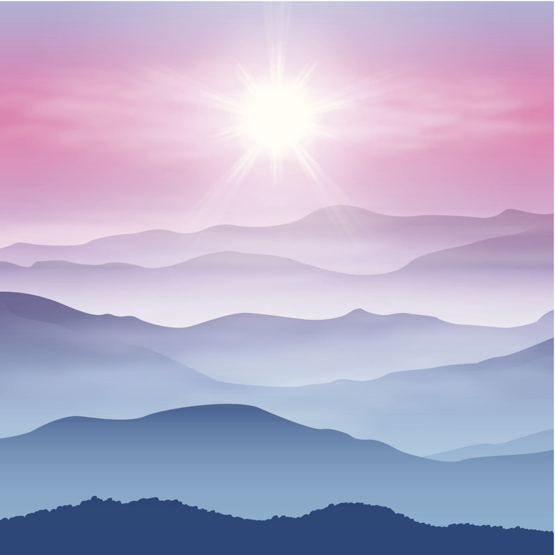 Background With Sun And Mountains In The Fog by Vadimrysev - Wrapped Canvas Print, 30cm H x 30cm W