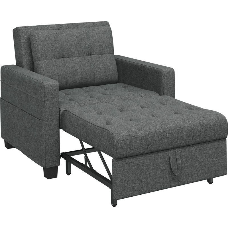 71.5cm Width 3-in-1 Convertible Sleeper Accent Chair Bed with Adjustable Backrest & Back Pillow, Dark Grey