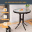 Table d'appoint de patio en acier avec plateau rond en verre