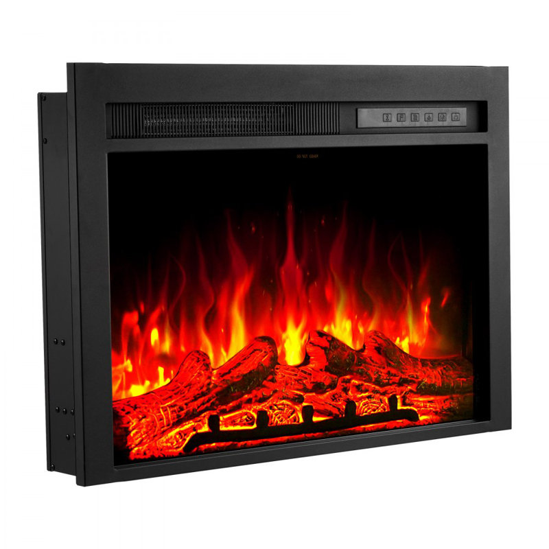 Foyer électrique encastrable, encastré et mural de 28,5 pouces avec luminosité de couleur de flamme réglable et minuterie 8h et télécommande, chauffage intérieur avec modes de chauffage double 750 W / 1500 W, noir 5000BTU