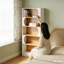 Bibliothèque nordique en bois, étagères de rangement en bois naturel à plusieurs niveaux, salon sur pied et unité de rangement d'étude
