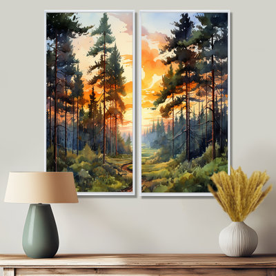 «Pine Tree Sunset Glow I», art sur toile grand pin