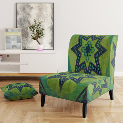 Fauteuil de chambre marocain à carreaux orange Collage I - Velours bohémien chic
