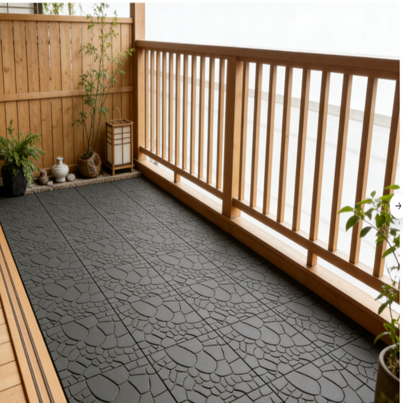Carreau de terrasse emboîtable en plastique New Stone L 12 po x l 12 po, 44 pièces incluses, Gris foncé