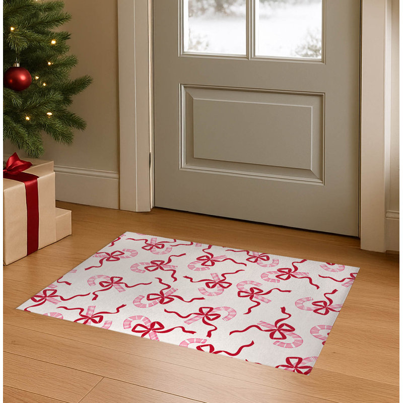 Paillasson Candycanes & Bows, Blanc, L 24 po x L 36 po