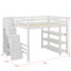 Lit mezzanine double avec tablettes, escalier de rangement, garde-robe compacte et éclairage intégré