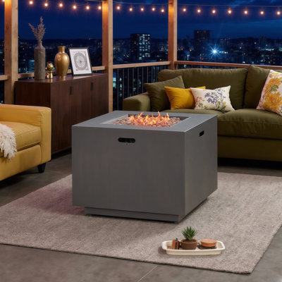 33" Square Outdoor Propane Fire Pit with Hidden Tank Space | 50,000 BTU No-Assembly Iron Design | Weather-Resistant & Host-Ready