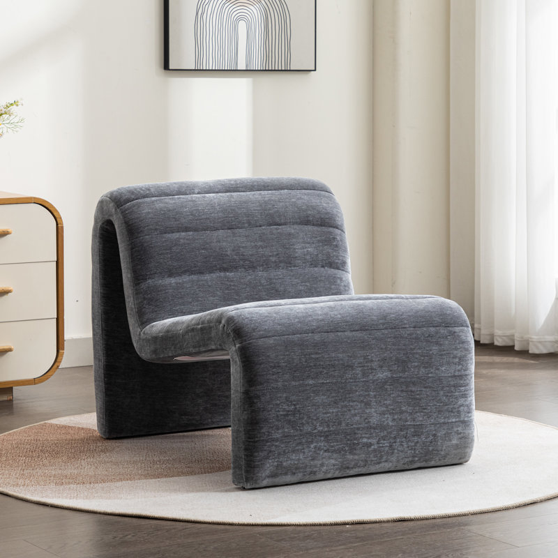 Chaise longue rembourrée Breyah, Velours gris
