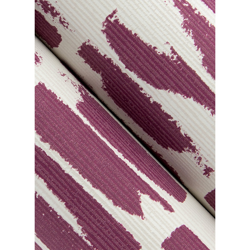 Myrtle Purple Abstract Stripe Wallpaper, Purple/White