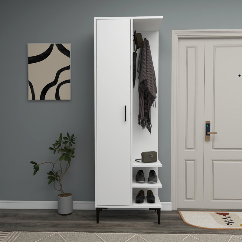Anabal Hall Tree 60cm Wide with Shoe Storage, White