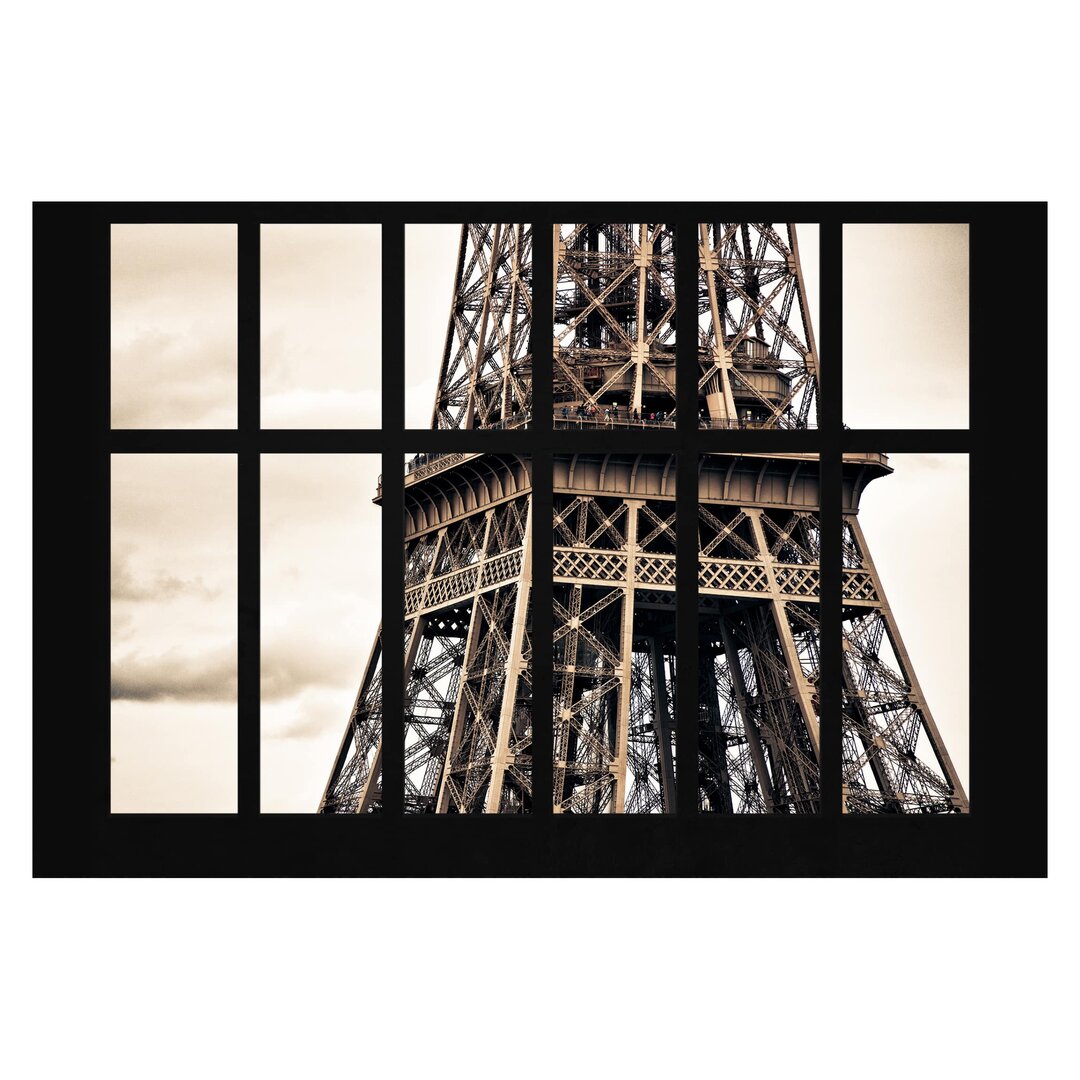 Matt Fototapete Fenster Eiffelturm Paris 3,2 m x 480 cm