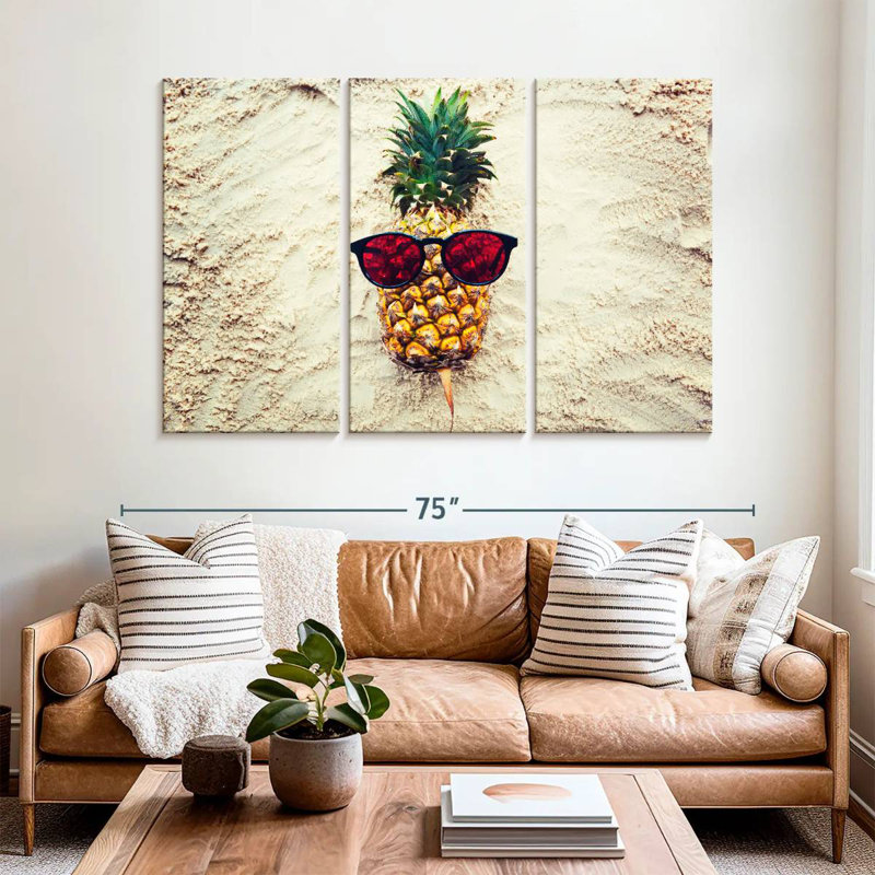 Yarlin Cool Sandy Pineapple, 42" H x 65" W