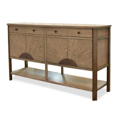 Hanrietta - 64" Credenza with Silver Tray - Oak and Walnut Finish
