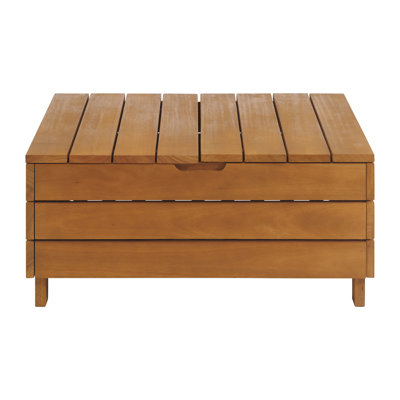 Barton Outdoor Eucalyptus Wood Coffee Table with Lift Top Storage Compartment, Brown