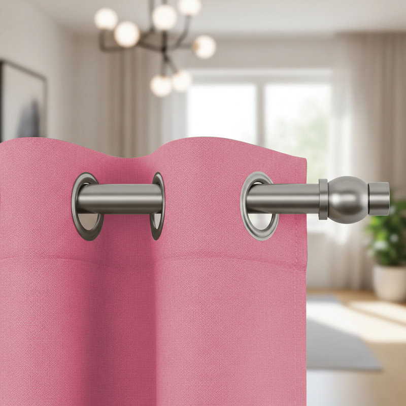 Jeffro Pair of Eyelet Blackout Curtain Panels, 228.6cm Width x 137.16cm Drop, Pink