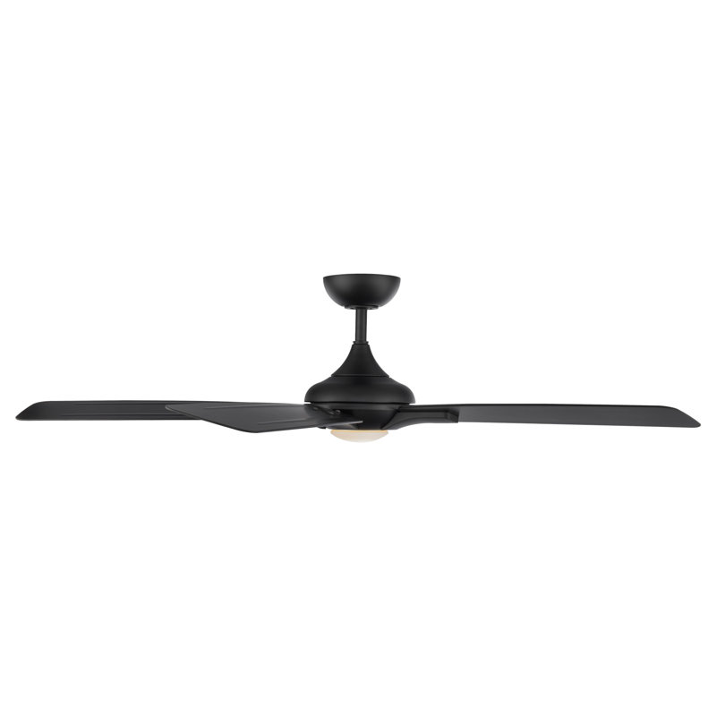 Ventilateur de plafond intelligent à 5 pales avec télécommande Mykonos et ensemble d'éclairage à DEL inclus, Noir mat