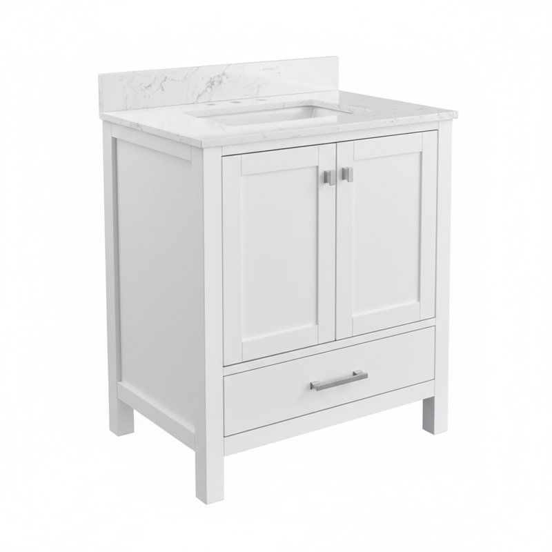 Ensemble de meuble-lavabo simple 30 po avec comptoir en marbre de culture et dosseret
