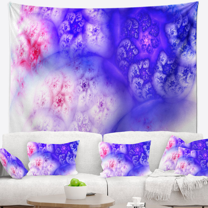 Tapisserie abstraite bleu clair et orageux, H 68 po x l 80 po