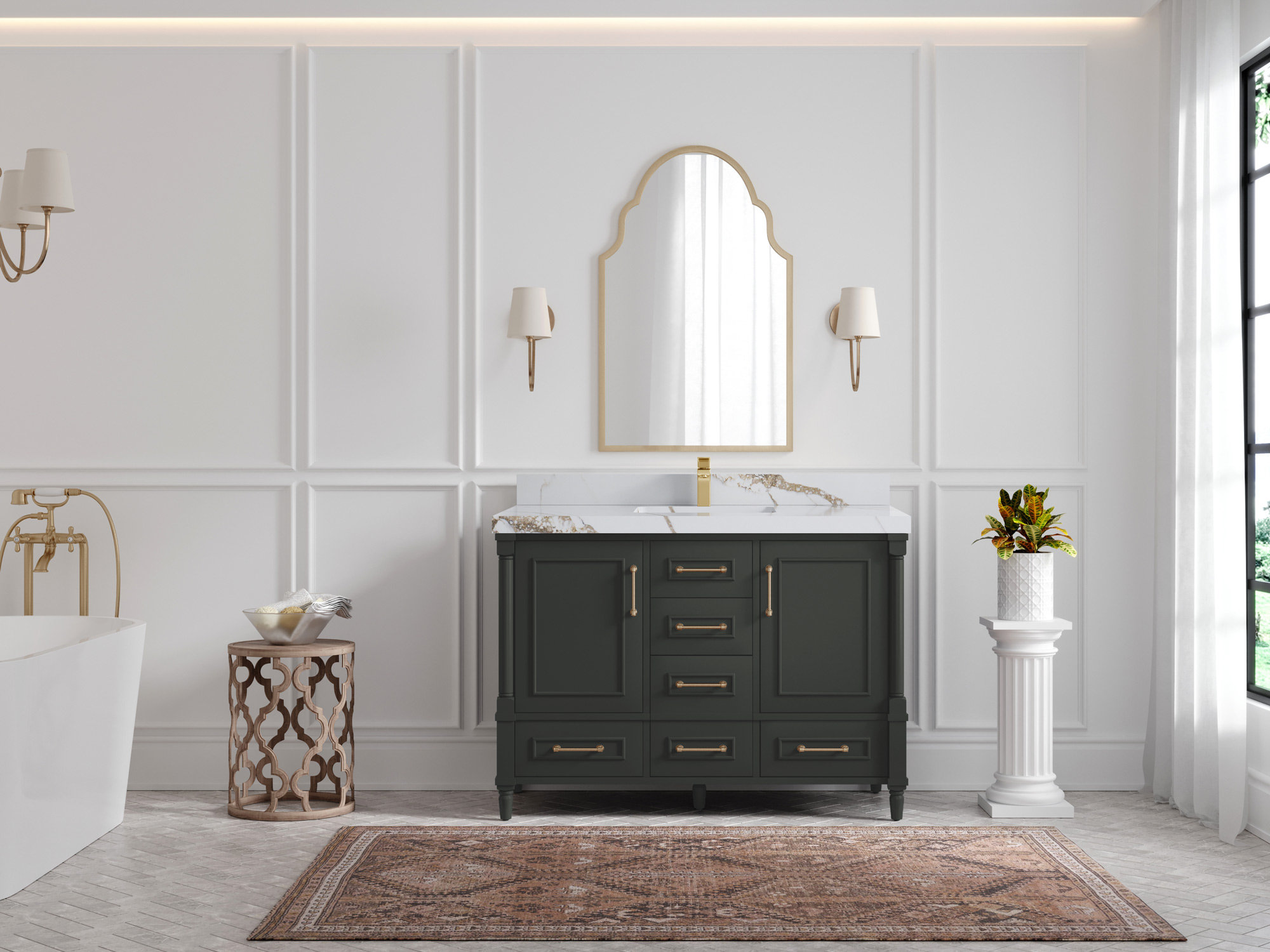 Willow Collections Aberdeen 48'' Single Bathroom Vanity with Quartz Top ...