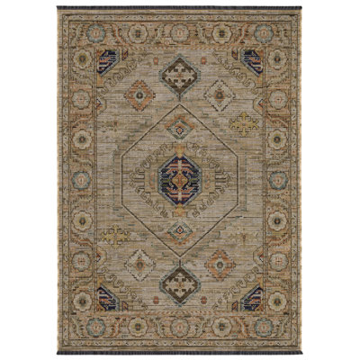 Lennox Traditional Medallion Beige / Multi Wool Blend Area Rug