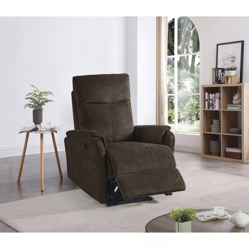 Fauteuil inclinable électrique avec charge USB, appui-tête ergonomique et revêtement facile à nettoyer, Marron foncé