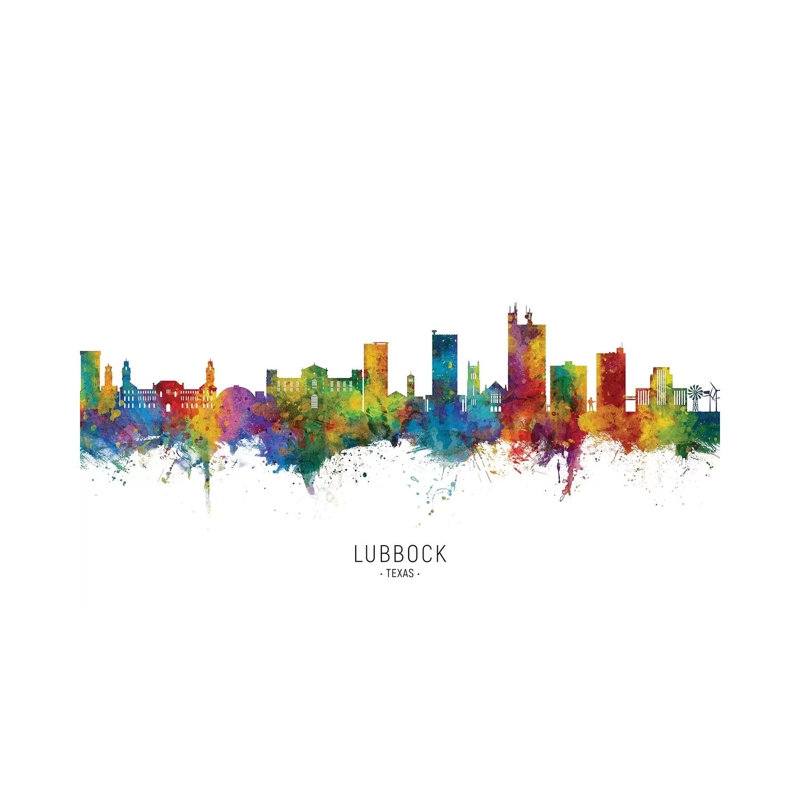 Lubbock Texas Skyline City Name by Michael Tompsett - Wrapped Canvas Gallery-Wrapped Canvas Giclée, 20.32 cm H x 30.48 cm W