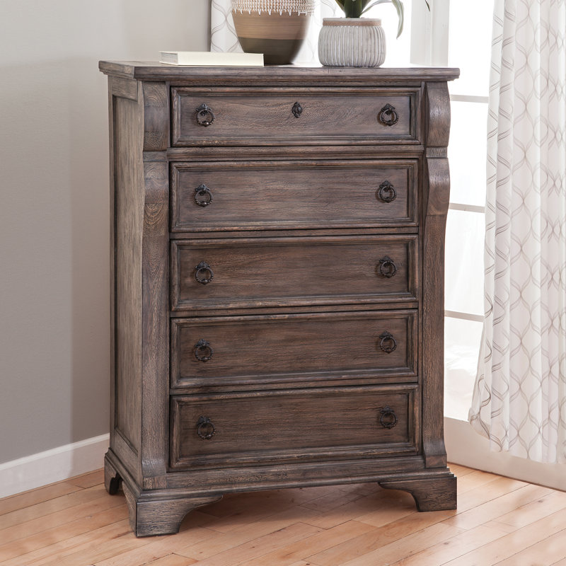 Dunham 40'' W 5 - Drawer Dresser, Rustic Charcoal